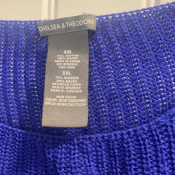 New Chelsea & Theodore Long Sleeve cobalt royal  blue  knit Sweater size xxl - Picture 3 of 7